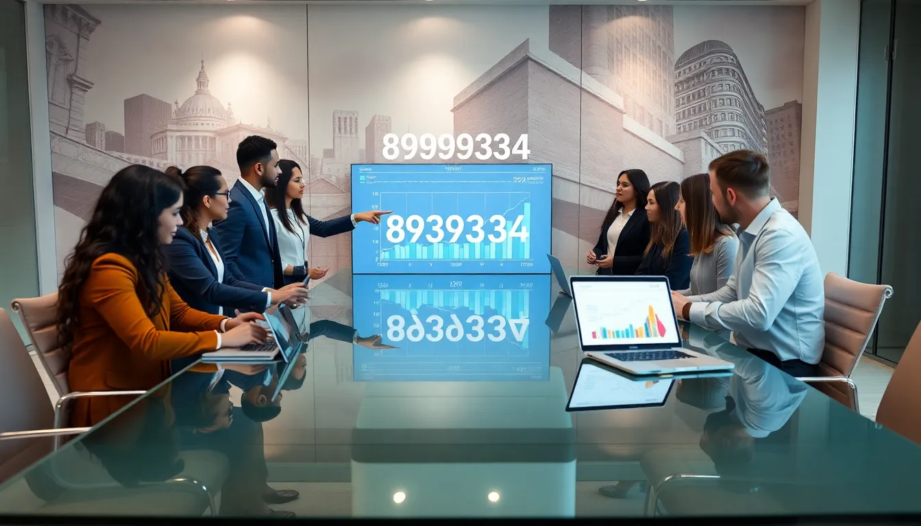 diverse team discussing the significance of 893893334 in a modern office.